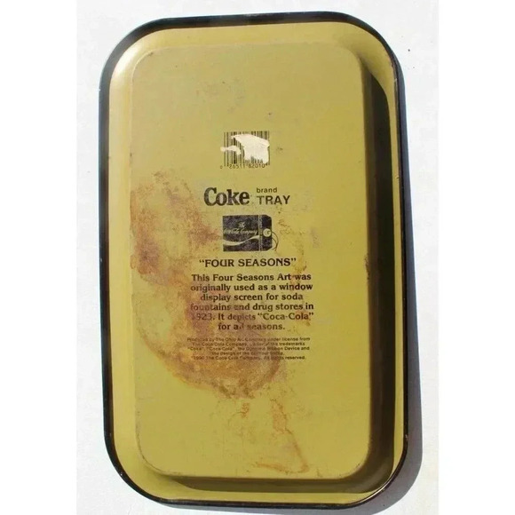 Vintage Coca Cola Vintage Four Seasons 1990 Coke Serving Tray - Picture 2 of 2